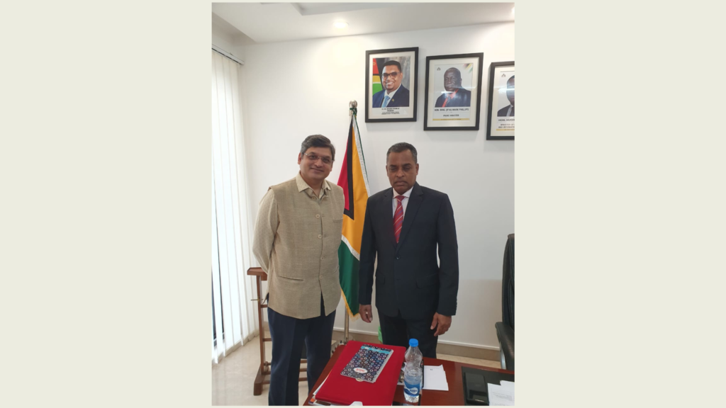 His Excellency Mr. D. Seeraj Guyana High Commissioner to India and Mr. Prashant Nikam Chairman of Sapio Analytics , Mumbai , India