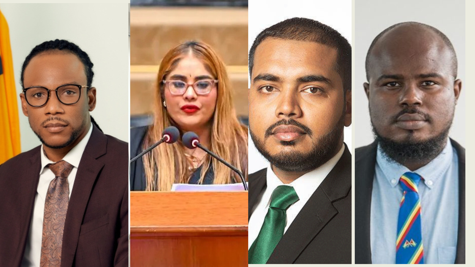 Former PNC Members : Jermaine Figueira, Geeta Chandan-Edmond, Daniel Seeram, and Samuel Sandy