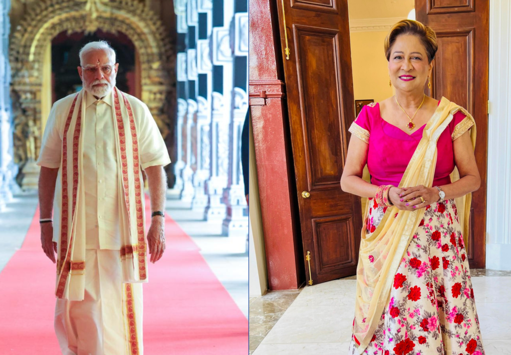 Prime Minister of India Narendra Modi Ji and Prime Minister of Trinidad Mrs Kamla Persad-Bissessar
