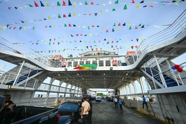 MV Konawaruk 1899 commissioned – marks a new era of connectivity and commerce for Regions 2, 3 The MV Konawaruk 1899 moments before its maiden journey from Parika to Supenaam