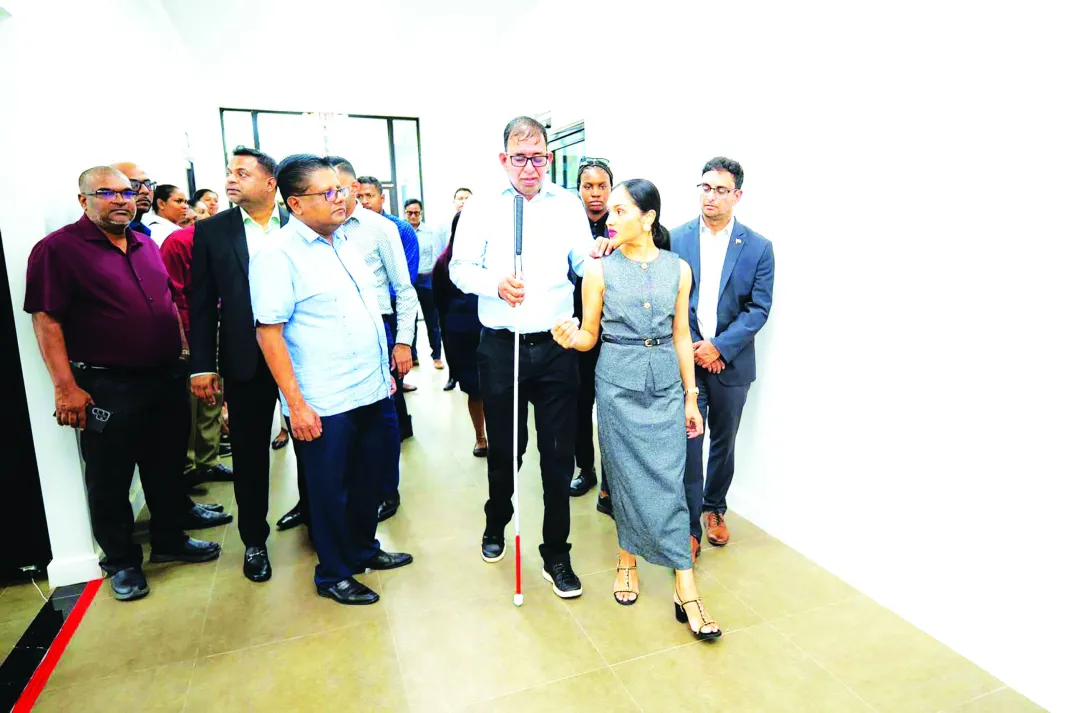 The First lady, Arya Ali , the Finance Minister Dr Ashni Singh, Mr. Deodat Indar, Minister of Public Utilities and Aviation, Mr Zulfikar Ally, Minister of Public Service, Government Efficiency and implementation and Mr Ganesh Singh, Chairman of the National Commission on Disability.