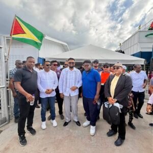 Minister of Public Utilities and Aviation, Hon. Deodat Indar joined President Dr. Irfaan Ali today to commission a new water treatment plant at Bartica, Region 7