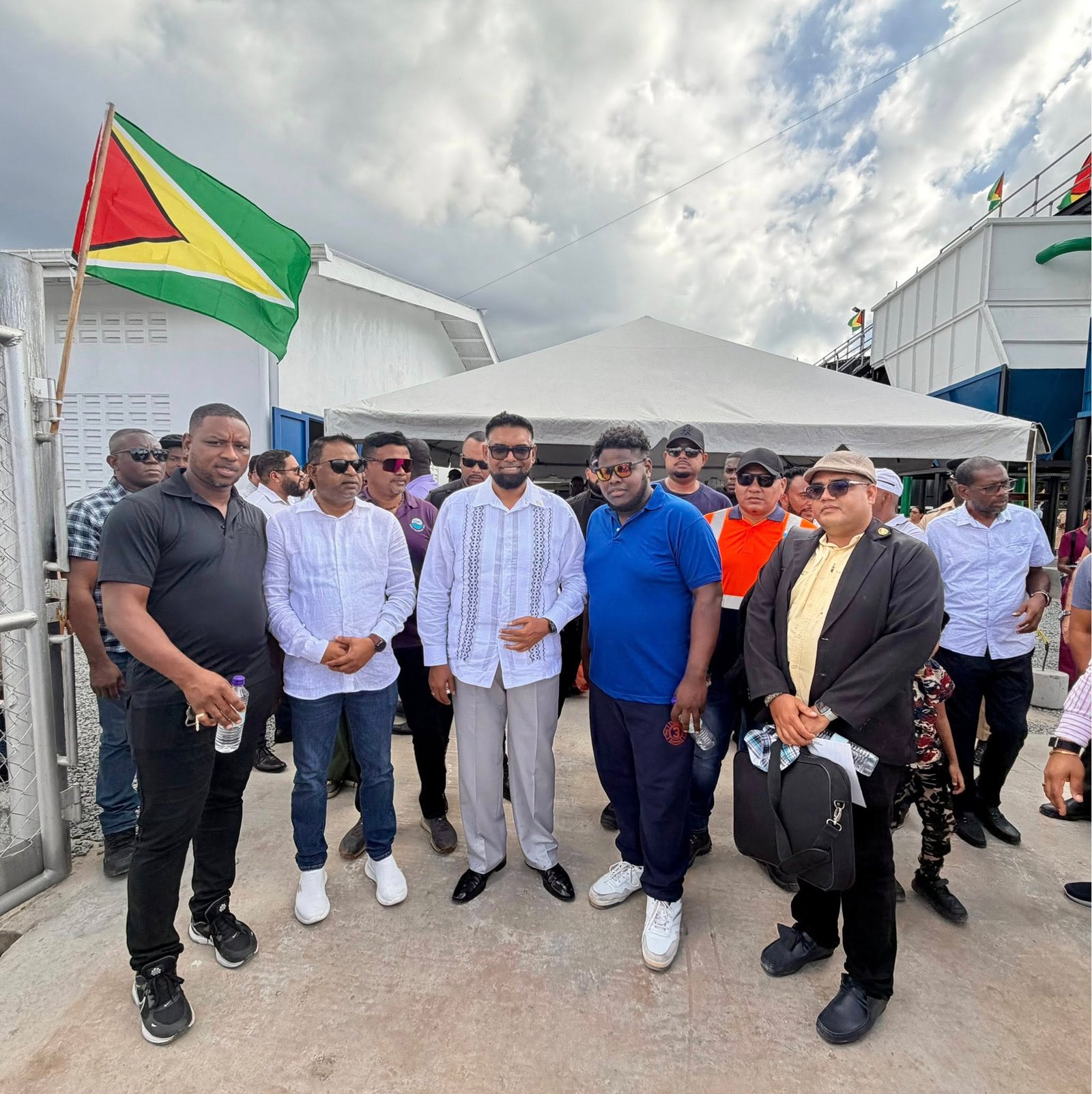 Minister of Public Utilities and Aviation, Hon. Deodat Indar joined President Dr. Irfaan Ali today to commission a new water treatment plant at Bartica, Region 7