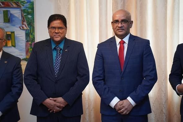 Former President of Suriname Chandrikapersad Santokhi and Vice President Dr. Bharrat Jagdeo
