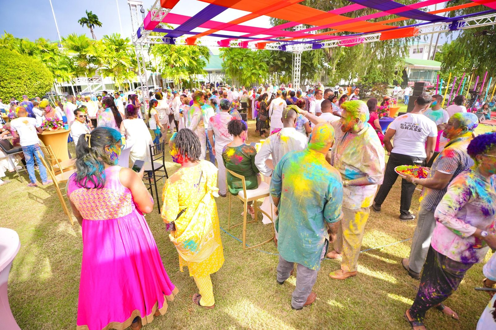 President Dr. Irfaan Ali playing Holi with the Guyanese Peoples