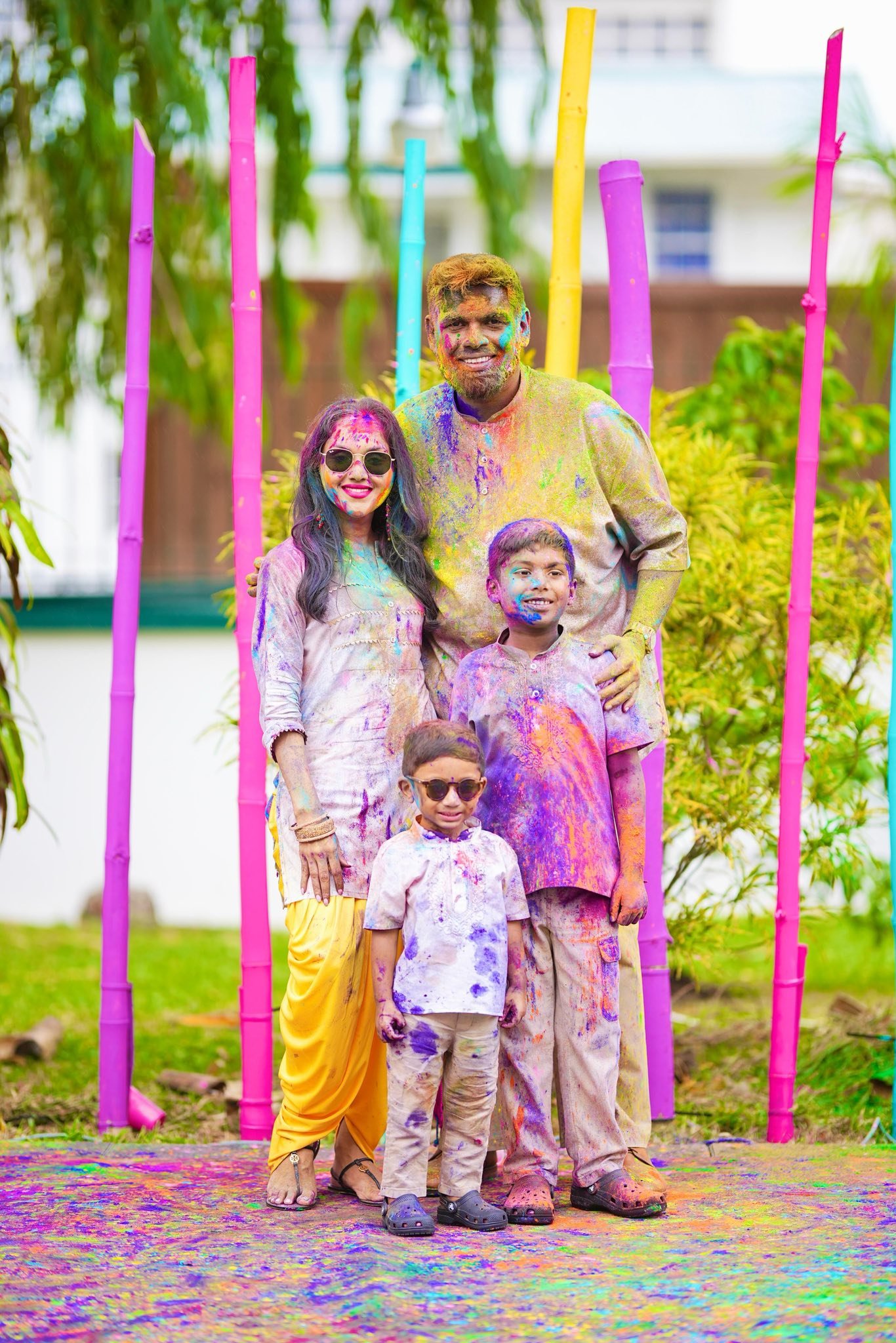 President Dr. Irfaan Ali with his family celebrating Phagwah