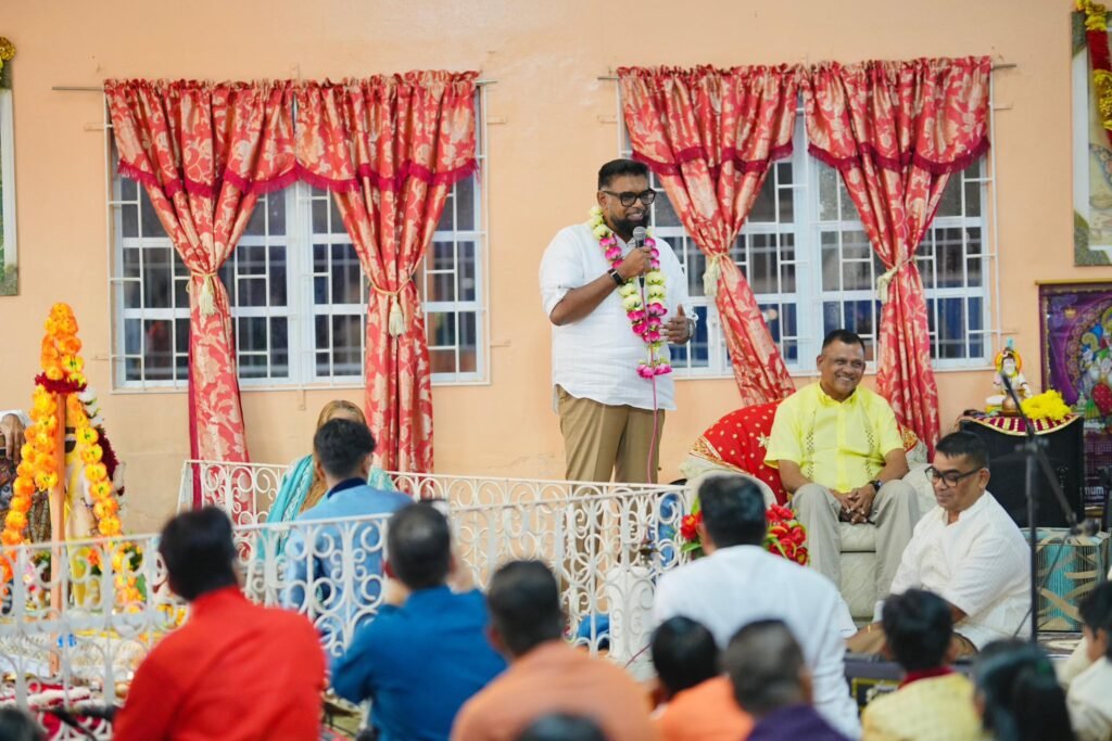 President Dr Irfaan Ali joins devotees at Alexander Village Mandir for Navratri observances