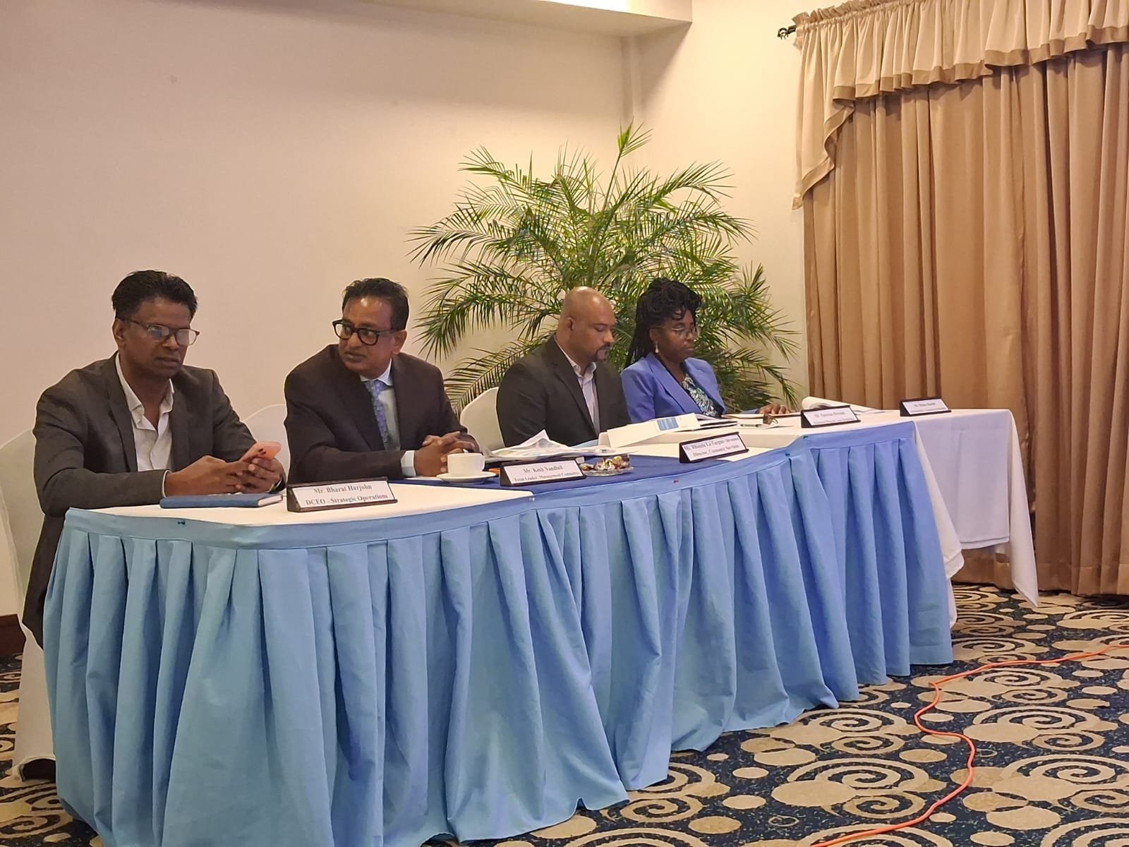 Mr. Kesh Nandlall,Team Leader of the Executive Management Committee, Mr. Bharat Harjohn, Deputy Chief Executive Officer – Strategic Operations; Ms. Shaun Hamlet, Divisional Director of Transmission and Distribution; Mr. Parsram Persaud, Divisional Director of Loss Reduction; and Ms. Rhonda La Fargue