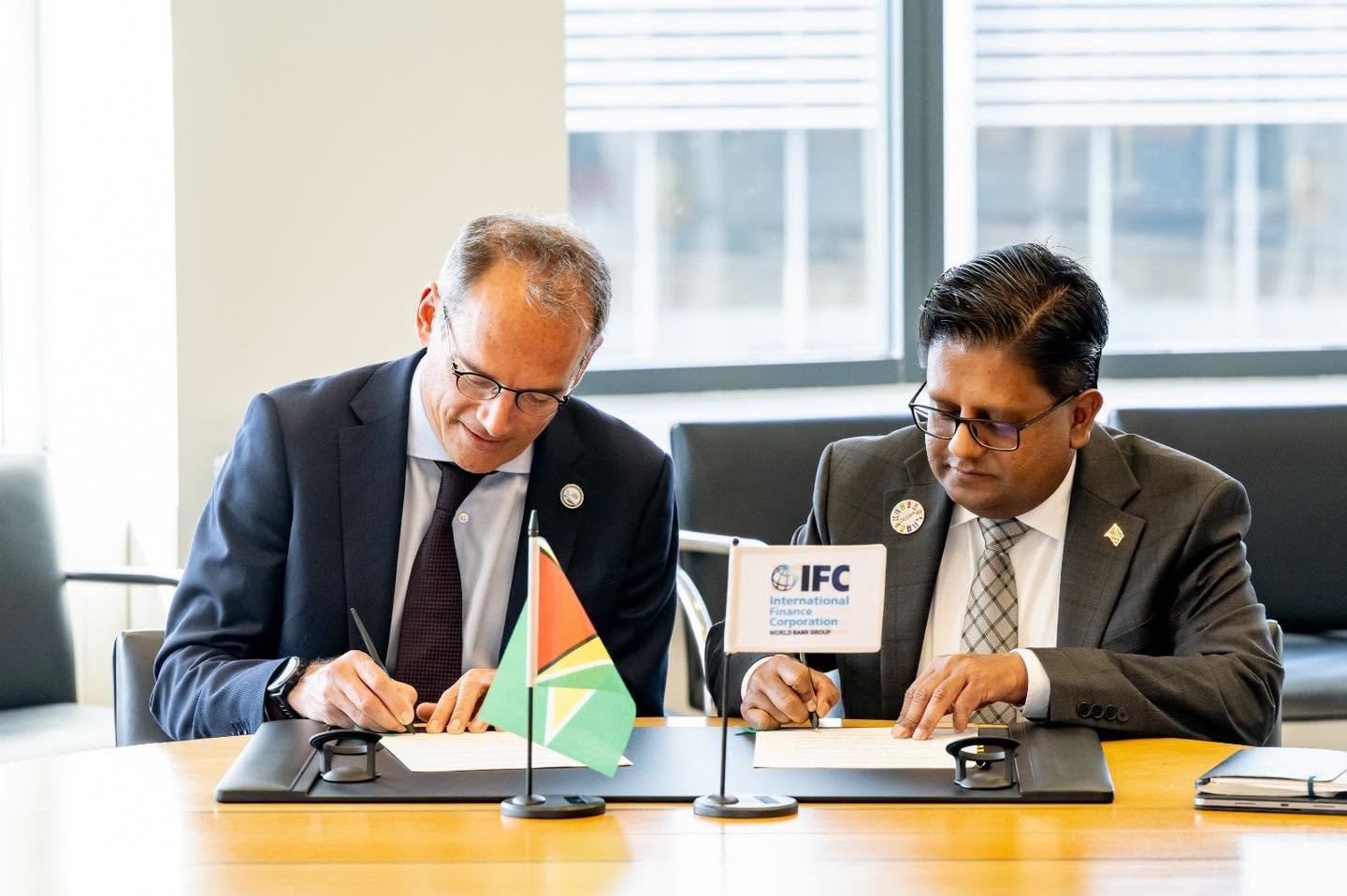 Vice President for Latin America and the Caribbean, Mr. Alfonso Garcia Mora with Minister of Finance, Dr Ashni Singh