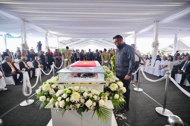 President Dr. Irfaan Ali attending thefuneral of former President of Suriname Chandrikapersad Santokhi