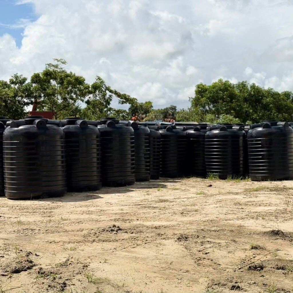 Water tanks distributed to 74 Mahaicony households