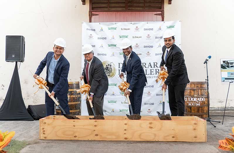 From left, Vasudeo Singh, Deputy Chief Executive Officer DDL; Dr. Komal Samaroo, Executive Chairman DDL; Hon Terrence Drew, Prime Minister of St. Kitts and Nevis; Parvash Shiwprashad, Operations Manager DDL St. Kitts