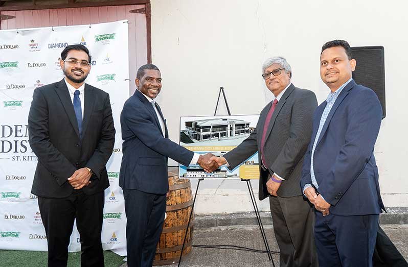 DDL Invests US$10 Million in St Kitts and Nevis, Expanding Guyana’s Caribbean Business Footprint Dr. Komal Samaroo, Executive Chairman DDL, shakes hands with the Hon Terrence Drew, Prime Minister of St. Kitts and Nevis, in the presence of Vasudeo Singh (r), Deputy Chief Executive Officer DDL and Parvash Shiwprashad, Operations Manager, DDL St. Kitts