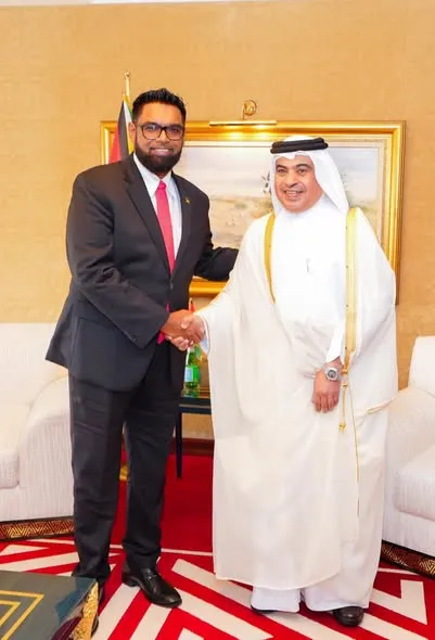 President Ali and Qatar’s Minister of Finance, Ali bin Ahmed Al Kuwari